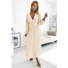 Vanilkové midi šaty s plisovanou sukňou