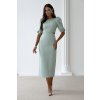 Zelené priliehavé midi šaty s výrezmi