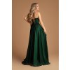 Smaragdové spoločenské šaty so saténovou sukňou