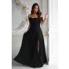 Čierne spoločenské šaty spustené na ramená