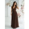 Hnedé spoločenské šaty s tylovou sukňou