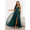 Smaragdové spoločenské šaty s tylovou sukňou