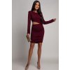Bordové krátke šaty s výrezom