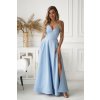 Svetlomodré spoločenské šaty s rozparkom