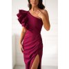Poškodený tovar - Bordové priliehavé šaty s volánom