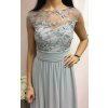 Poškodený tovar - Sivé šifónové spoločenské šaty