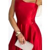 Poškodený tovar - Červené lesklé šaty s rozparkom
