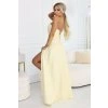 Žlté spoločenské šaty s rozparkom