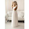 Biele šifónové šaty s odhaleným chrbtom