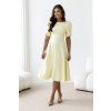 Žlté midi šaty s balónovými rukávmi