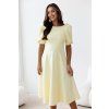 Žlté midi šaty s balónovými rukávmi