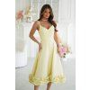 Žlté midi šaty s riaseným lemom