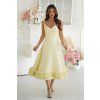 Žlté midi šaty s riaseným lemom