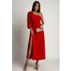 Červené midi šaty s rozparkami