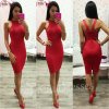 Červené midi šaty s pásmi na chrbte