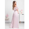 Svetloružové spoločenské šaty s krajkou