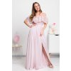 Svetloružové spoločenské šaty s krajkou