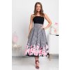 Pásikavá midi sukňa s kvetinami