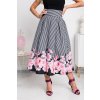 Pásikavá midi sukňa s kvetinami