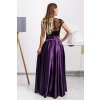 Fialová saténová sukňa s rozparkom