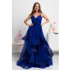 Modré spoločenské šaty s tylovou sukňou