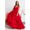 Červené spoločenské šaty s tylovou sukňou