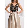 Zlaté spoločenské šaty s čiernou krajkou
