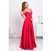 Červené spoločenské šaty spustené na ramená
