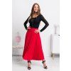 Červená plisovaná midi sukňa