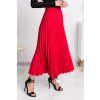 Červená plisovaná midi sukňa