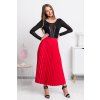 Červená plisovaná midi sukňa
