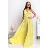 Žlté spoločenské šaty s viazaním