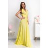 Žlté spoločenské šaty s viazaním