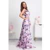 Ružové dlhé šaty s kvetinami