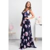 Tmavomodré dlhé šaty s kvetinami