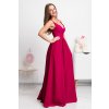 Malinové spoločenské šaty s rozparkami