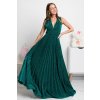 Zelené lesklé spoločenské šaty na viazanie
