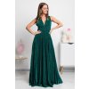 Zelené lesklé spoločenské šaty na viazanie