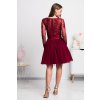 Bordové krátke spoločenské šaty s krajkou