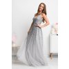 Sivé spoločenské šaty so striebornými flitrami