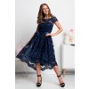 Tmavomodré krátke krajkované šaty