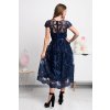 Tmavomodré krátke krajkované šaty