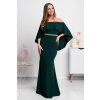 Zelené dlhé spoločenské šaty spustené na ramená