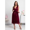 Bordové spoločenské midi šaty s flitrami