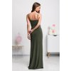 Olivové dlhé šaty s vysokým rozparkom