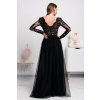 Čierne spoločenské šaty s krajkou a tylovou sukňou