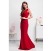 Červené dlhé spoločenské šaty s čipkou