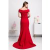 Červené spoločenské priliehavé šaty spustené na ramená