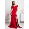 Červené spoločenské priliehavé šaty spustené na ramená