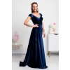 Tmavomodré zamatové spoločenské šaty